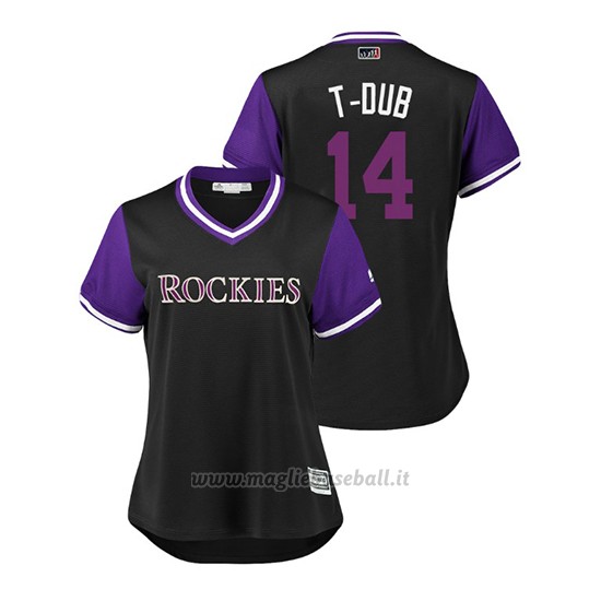 Maglia Baseball Donna Colorado Rockies Tony Wolters 2018 Llws Players Weekend T Dub Nero